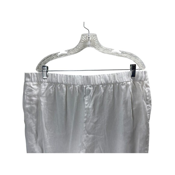 Chico's Pants Women's 3 Size XL 16 White 100% Linen Stretch Waist Ankle Pull On - Picture 4 of 6